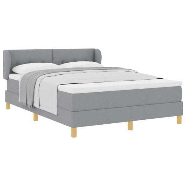 Boxspringbett mit Kopfteil Hellgrau 160 x 200 cm Stoff