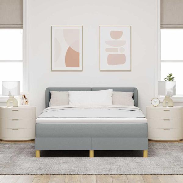 Boxspringbett mit Kopfteil Hellgrau 160 x 200 cm Stoff