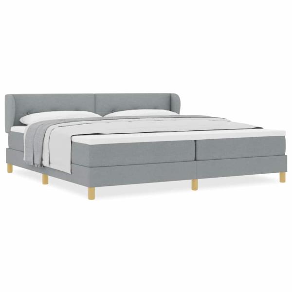 Boxspringbett mit Matratze Hellgrau 200x200 cm Stoff