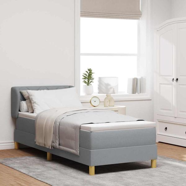 ARDEBO.de - Boxspringbett mit Matratze Hellgrau 80x200 cm Stoff