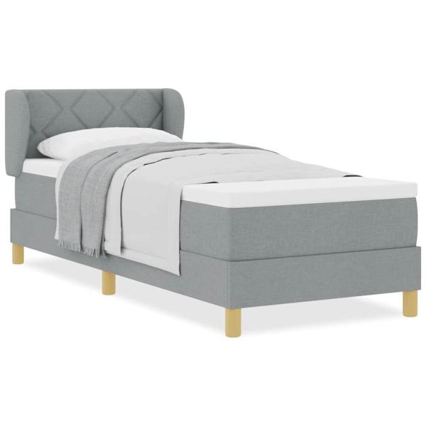 Boxspringbett mit Matratze Hellgrau 80x200 cm Stoff
