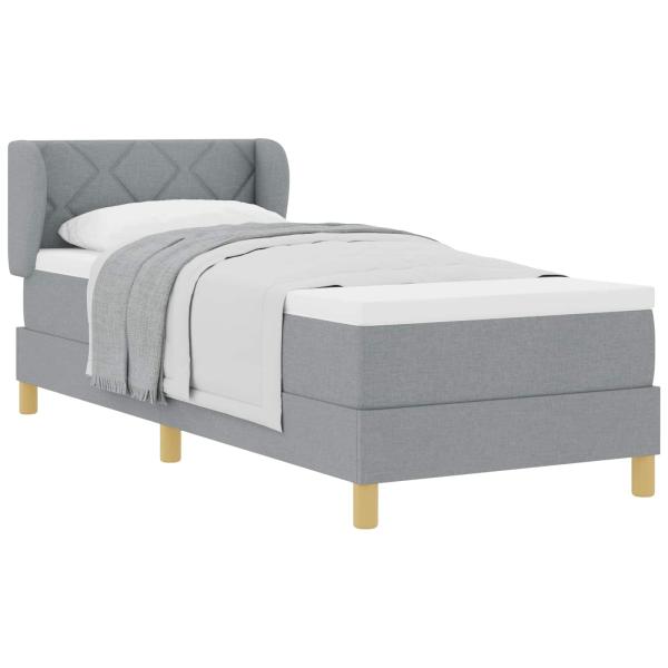 Boxspringbett mit Matratze Hellgrau 80x200 cm Stoff