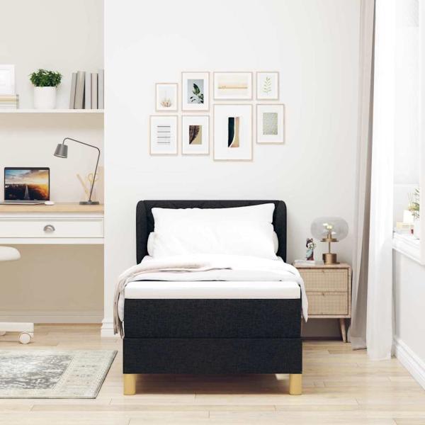 Boxspringbett mit Matratze Schwarz 80x200 cm Stoff