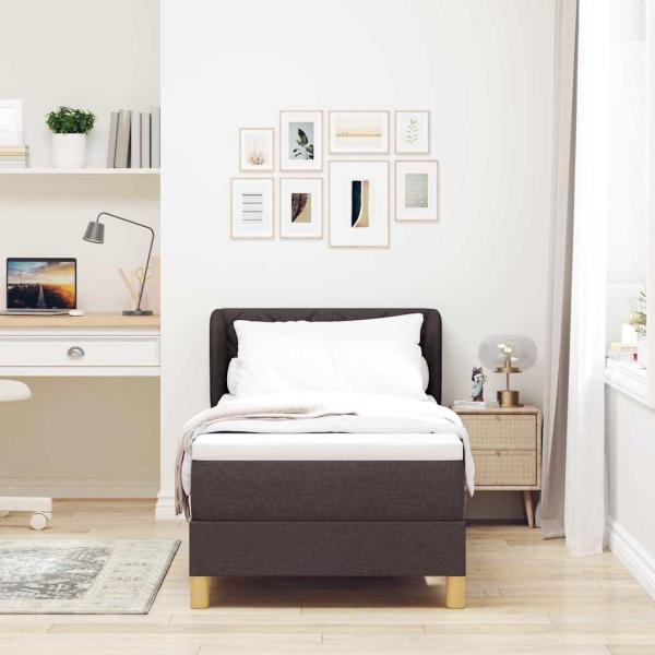 Boxspringbett mit Matratze Dunkelbraun 80x200 cm Stoff