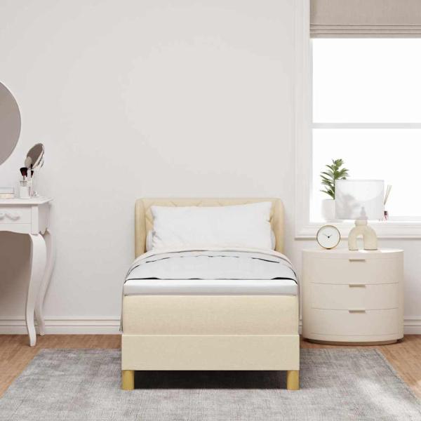 Boxspringbett mit Matratze Creme 80x200 cm Stoff