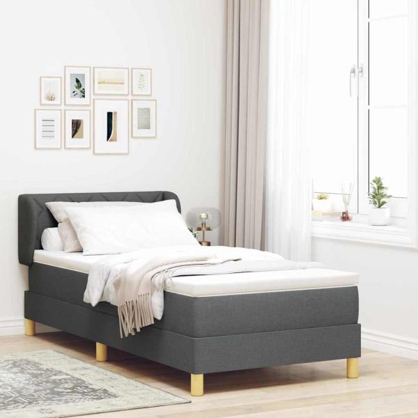 ARDEBO.de - Boxspringbett mit Matratze Dunkelgrau 90x190 cm Stoff