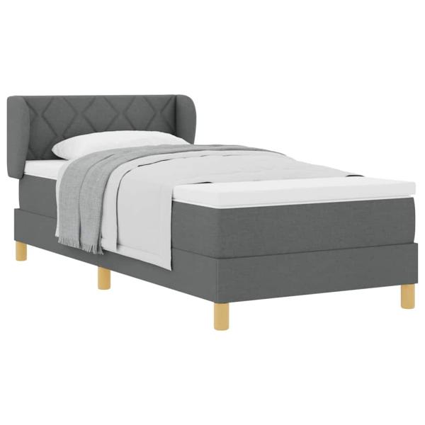 Boxspringbett mit Matratze Dunkelgrau 90x200 cm Stoff