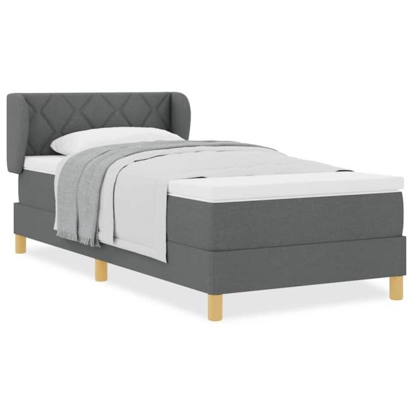 Boxspringbett mit Matratze Dunkelgrau 90x200 cm Stoff
