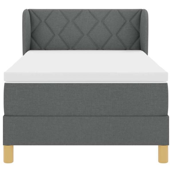 Boxspringbett mit Matratze Dunkelgrau 90x200 cm Stoff