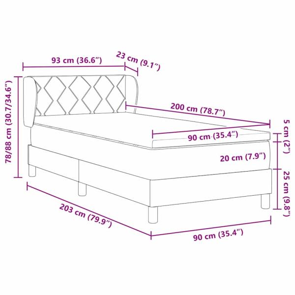 Boxspringbett mit Matratze Taupe 90x200 cm Stoff