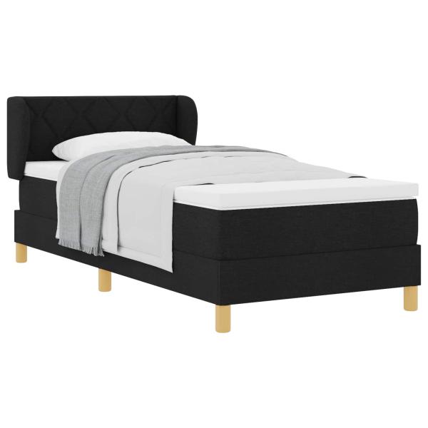 Boxspringbett mit Kopfteil Schwarz 100 x 200 cm Stoff