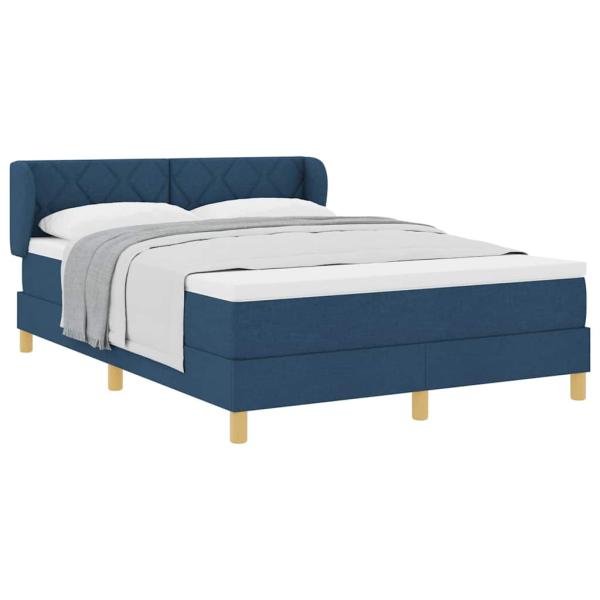 Boxspringbett mit Matratze Blau 140x190 cm Stoff