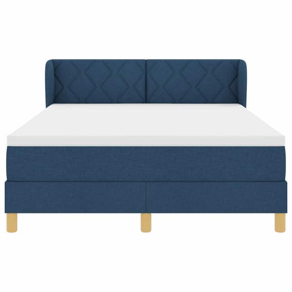 Boxspringbett mit Matratze Blau 140x190 cm Stoff