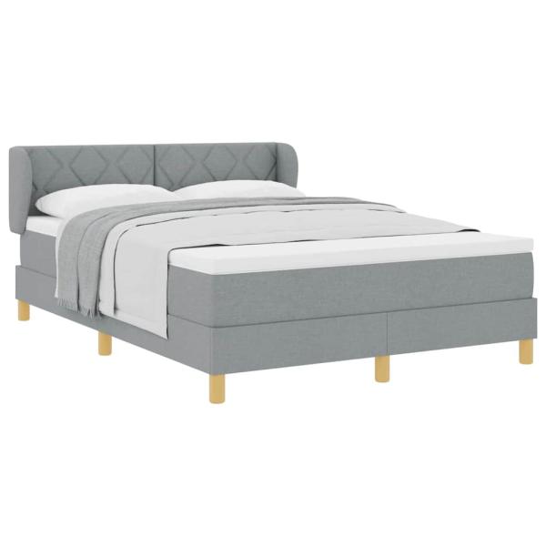 Boxspringbett mit Matratze Hellgrau 140x200 cm Stoff