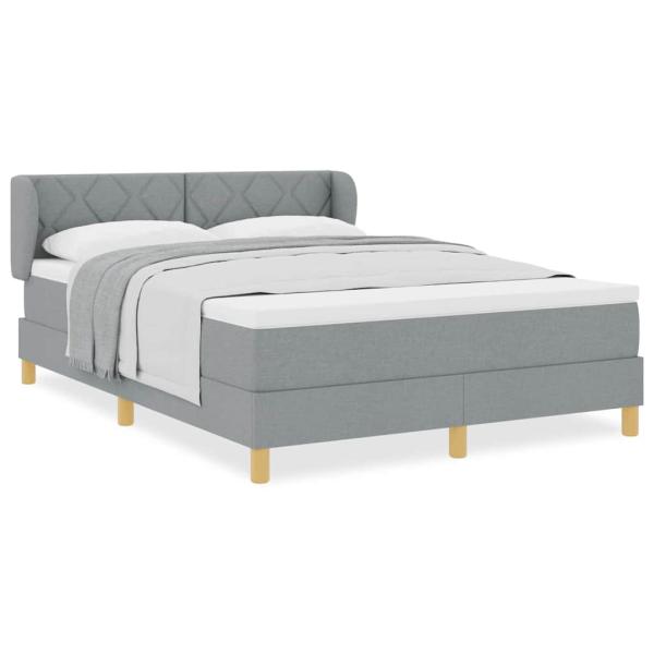 Boxspringbett mit Matratze Hellgrau 140x200 cm Stoff