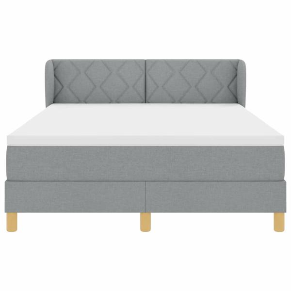 Boxspringbett mit Matratze Hellgrau 160x200 cm Stoff