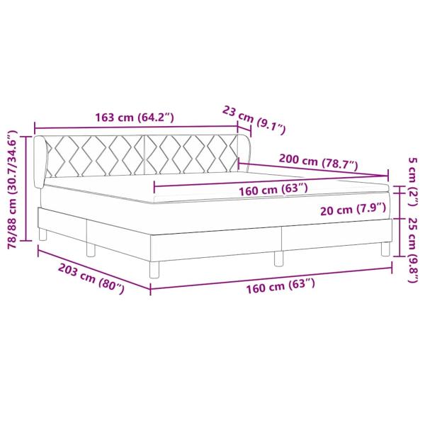 Boxspringbett mit Matratze Schwarz 160x200 cm Stoff