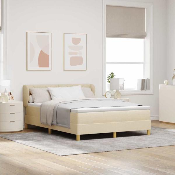 ARDEBO.de - Boxspringbett mit Matratze Creme 160x200 cm Stoff