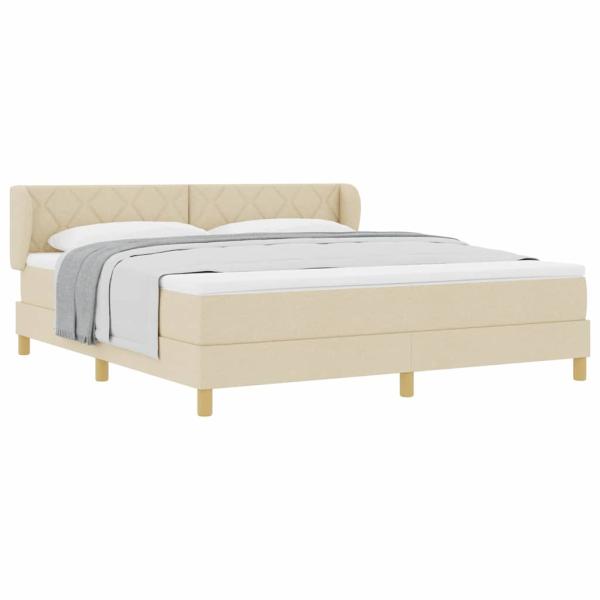 Boxspringbett mit Matratze Creme 180x200 cm Stoff