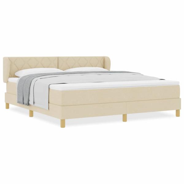 Boxspringbett mit Matratze Creme 180x200 cm Stoff