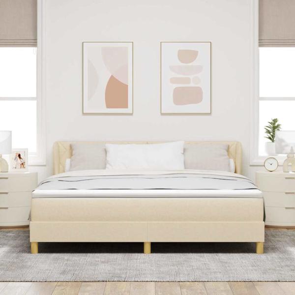 Boxspringbett mit Matratze Creme 180x200 cm Stoff