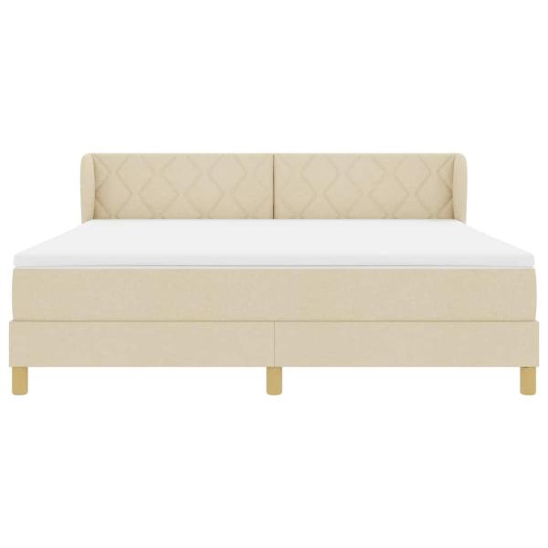 Boxspringbett mit Matratze Creme 180x200 cm Stoff