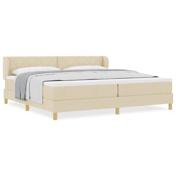 Boxspringbett mit Matratze Creme 200x200 cm Stoff