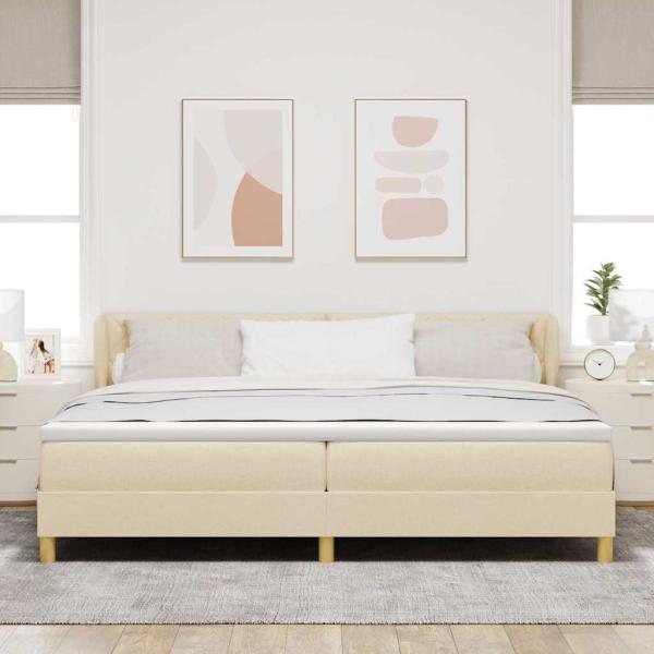 Boxspringbett mit Matratze Creme 200x200 cm Stoff