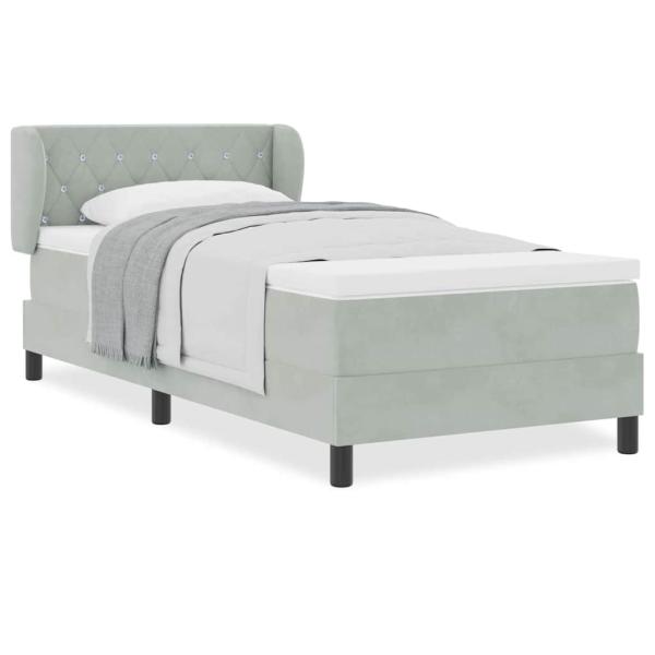 Boxspringbett mit Matratze Hellgrau 90x200 cm Samt