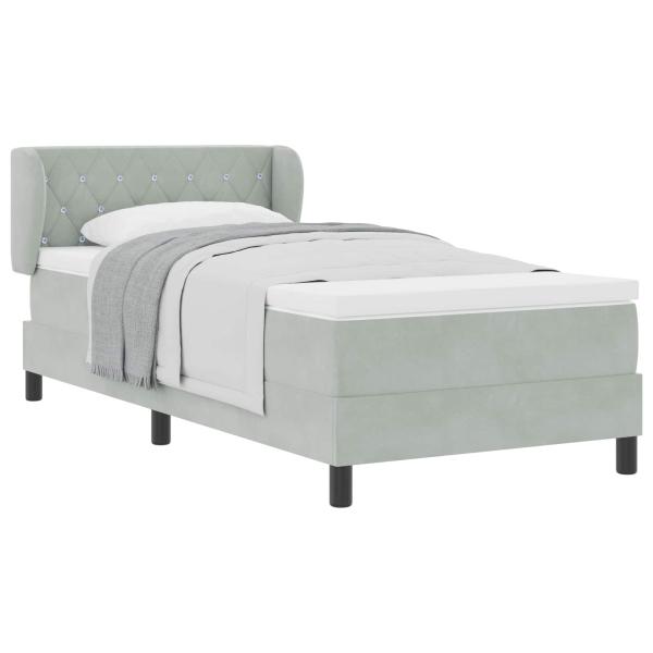 Boxspringbett mit Matratze Hellgrau 90x200 cm Samt