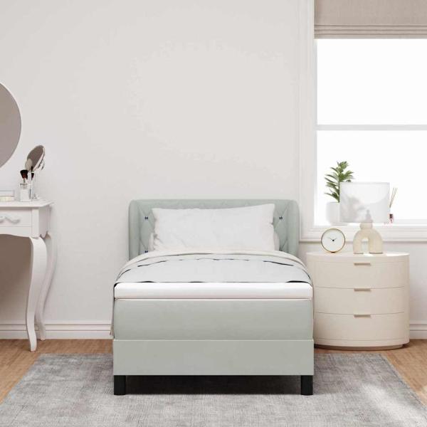 Boxspringbett mit Matratze Hellgrau 90x200 cm Samt