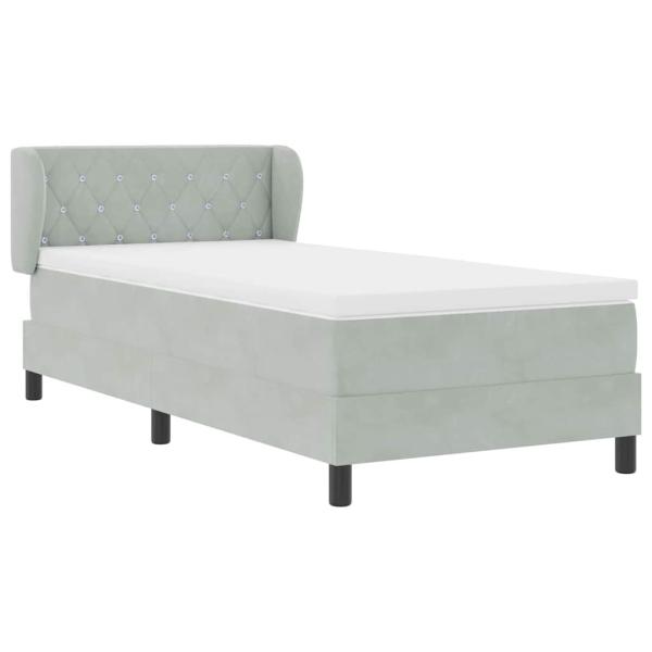 Boxspringbett mit Matratze Hellgrau 90x200 cm Samt