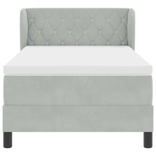 Boxspringbett mit Matratze Hellgrau 90x200 cm Samt