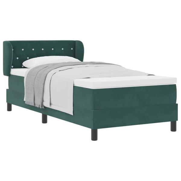Boxspringbett mit Matratze Dunkelgrün 90x200 cm Samt