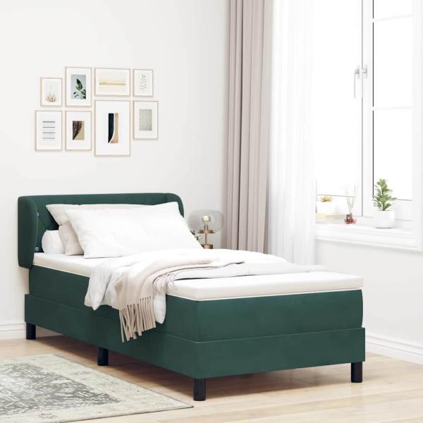 ARDEBO.de - Boxspringbett mit Matratze Dunkelgrün 100x200 cm Samt