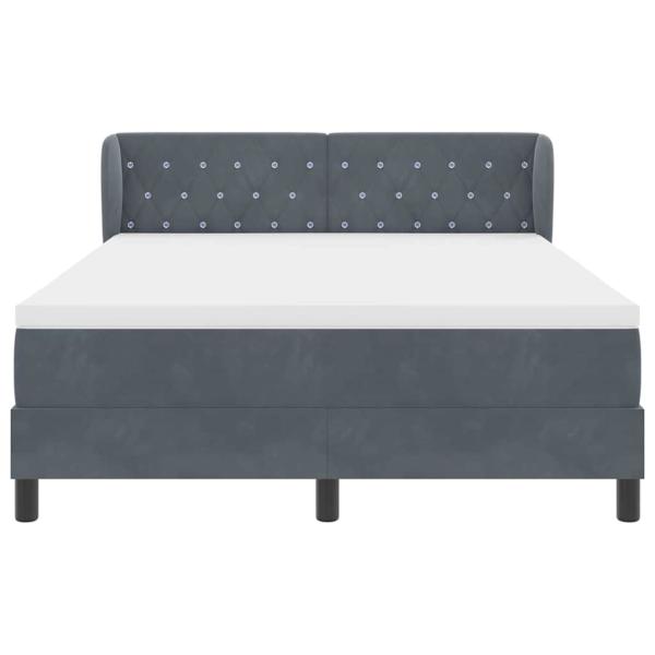 Boxspringbett mit Matratze in Dunkelgrau, 140x190 cm, aus Samt