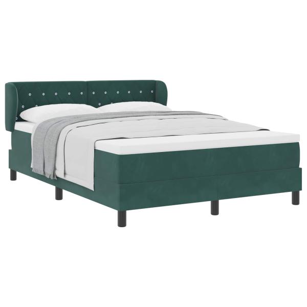 Boxspringbett mit Matratze Dunkelgrün 140x190 cm Samt