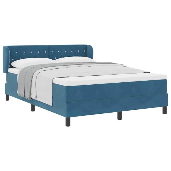 Boxspringbett mit Matratze Dunkelblau 140x190 cm Samt