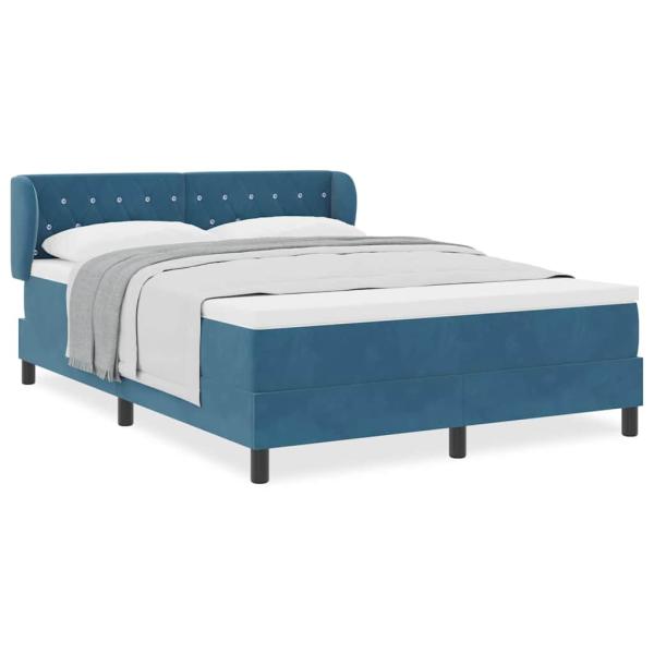 Boxspringbett mit Matratze Dunkelblau 140x190 cm Samt