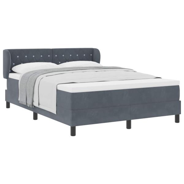 Boxspringbett mit Matratze Dunkelgrau 140x200 cm Samt