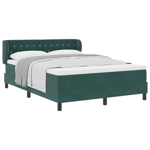 Boxspringbett mit Matratze Dunkelgrün 140x200 cm Samt