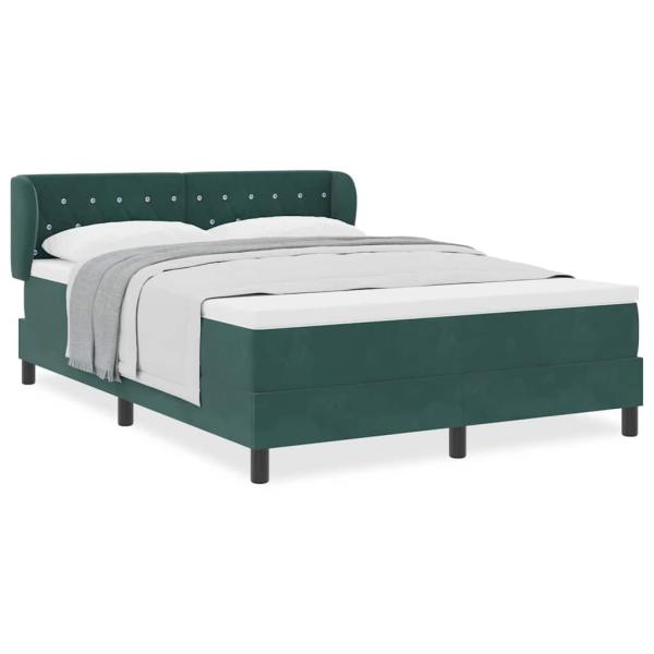 Boxspringbett mit Matratze Dunkelgrün 140x200 cm Samt