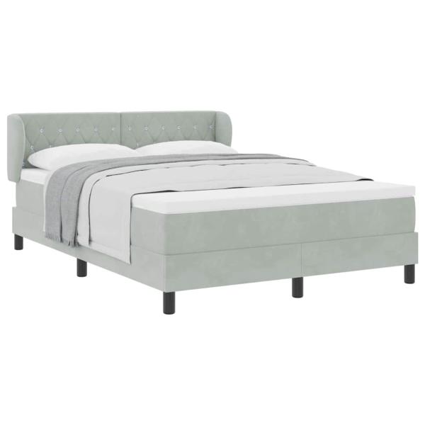 Boxspringbett mit Matratze Hellgrau 160x200 cm Samt