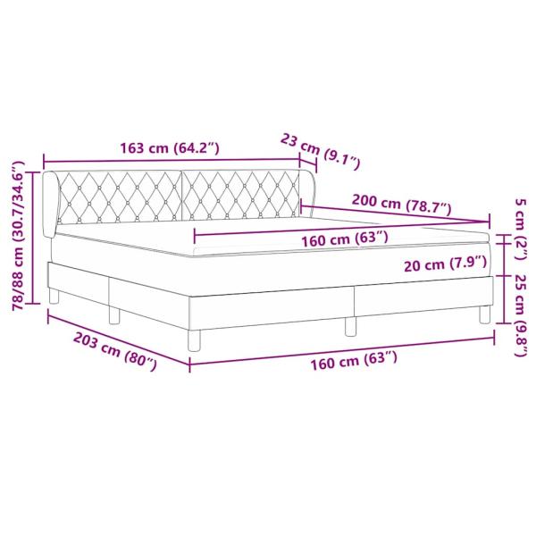 Boxspringbett mit Matratze Hellgrau 160x200 cm Samt