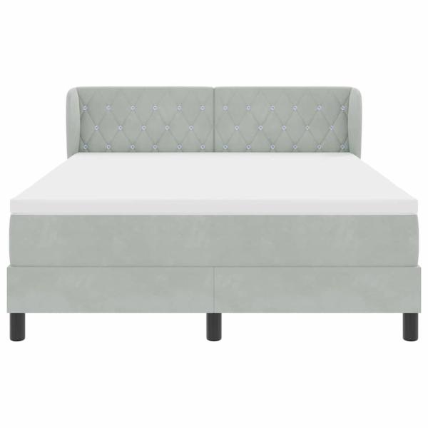 Boxspringbett mit Matratze Hellgrau 160x200 cm Samt
