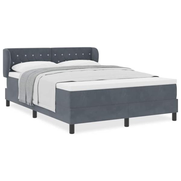 Boxspringbett mit Matratze Dunkelgrau 160x200 cm Samt