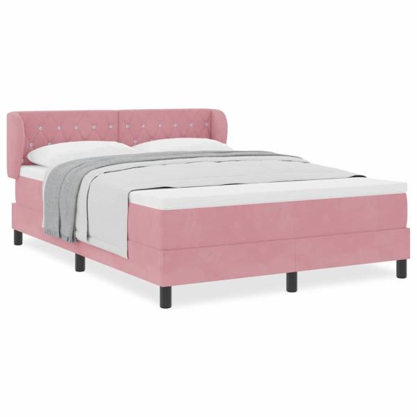 Boxspringbett mit Matratze Rosa 160x200 cm Samt