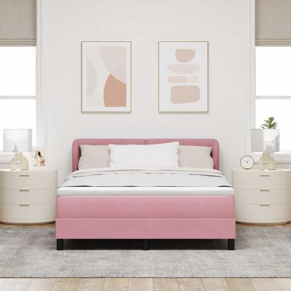 Boxspringbett mit Matratze Rosa 160x200 cm Samt