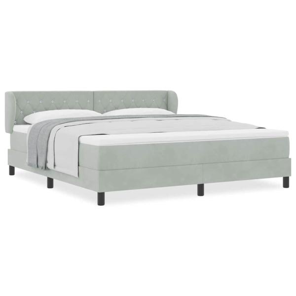 Boxspringbett mit Matratze Hellgrau 180x200 cm Samt