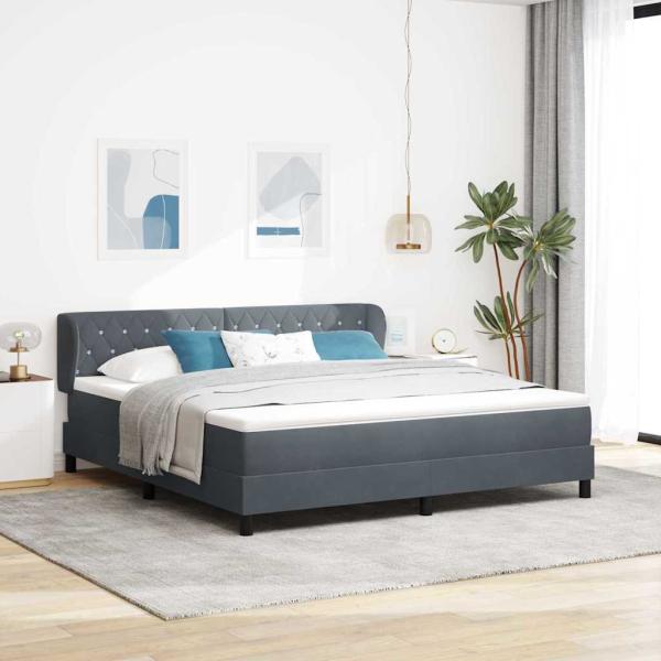 ARDEBO.de - Boxspringbett mit Matratze Dunkelgrau 180x200 cm Samt